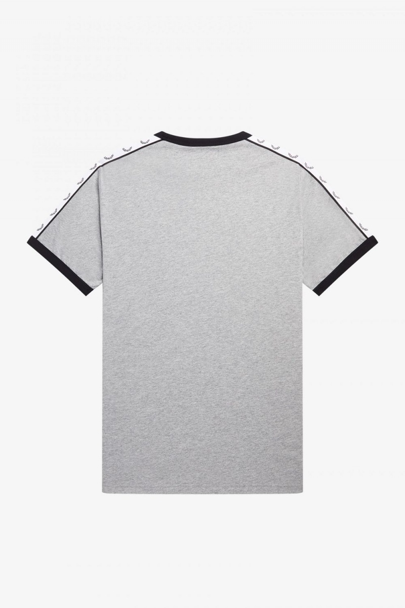 Fred Perry Taped Ringer Men's T-Shirt Grey | DXLNH4195