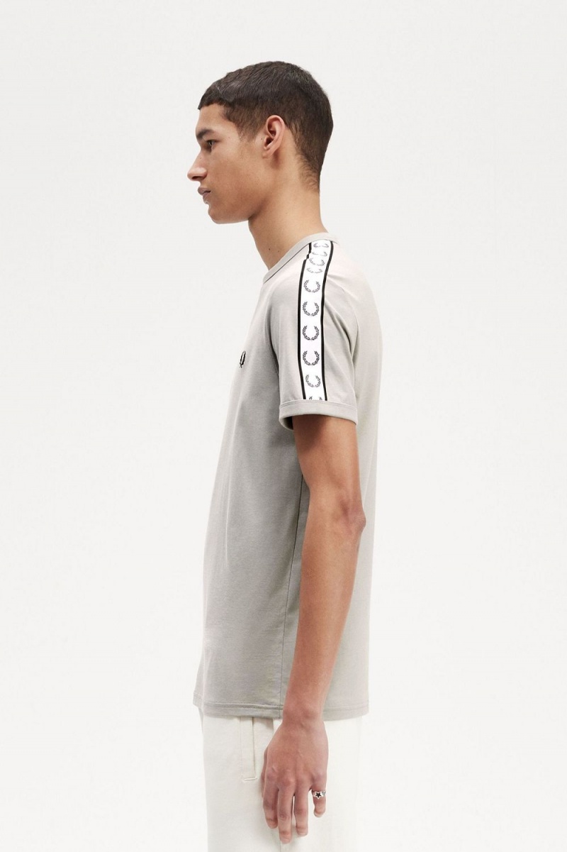 Fred Perry Taped Ringer Men's T-Shirt Grey | NJXSO3789