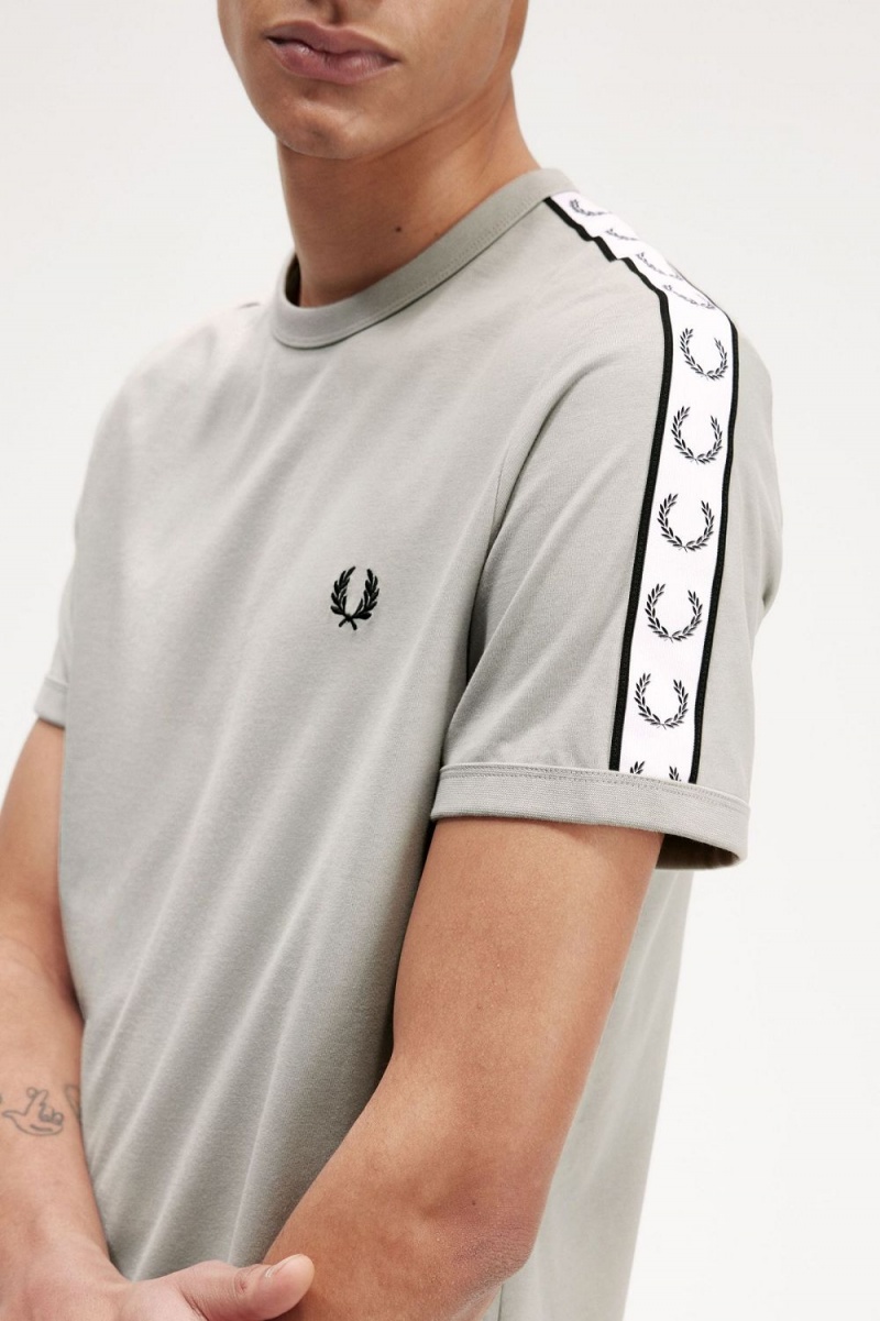 Fred Perry Taped Ringer Men's T-Shirt Grey | NJXSO3789