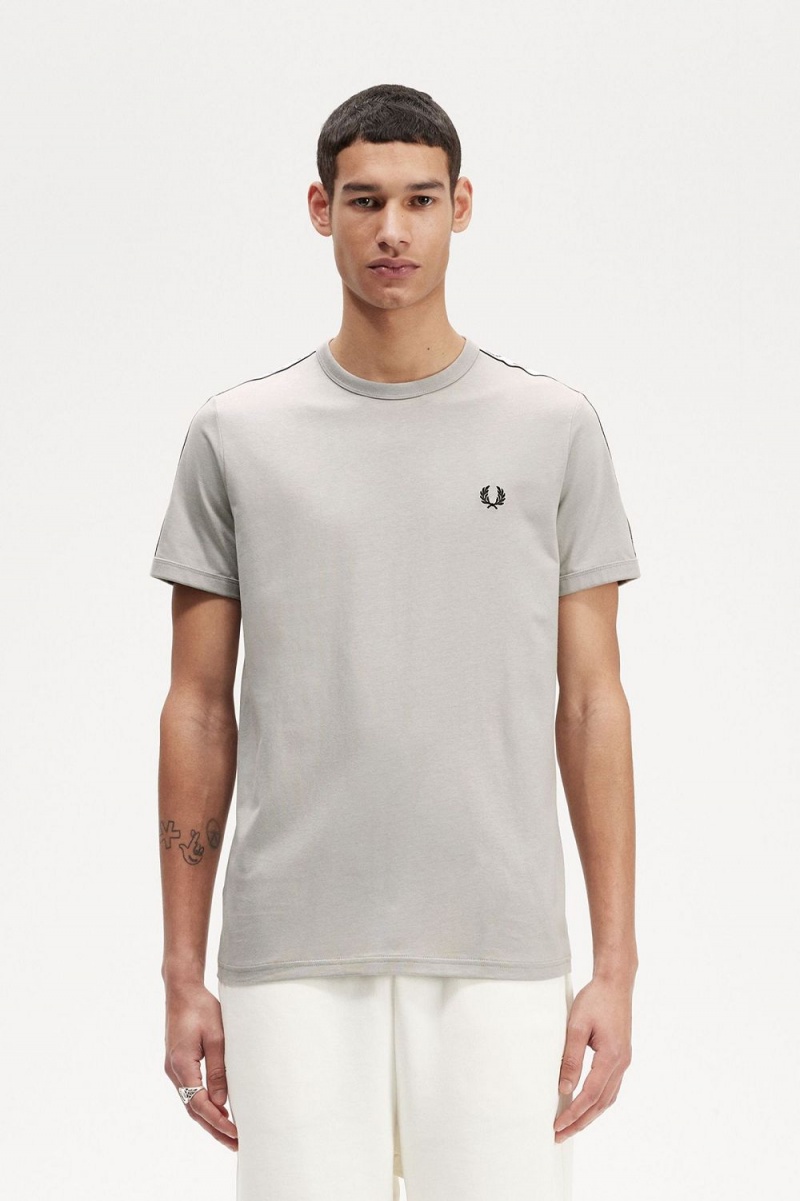 Fred Perry Taped Ringer Men\'s T-Shirt Grey | NJXSO3789