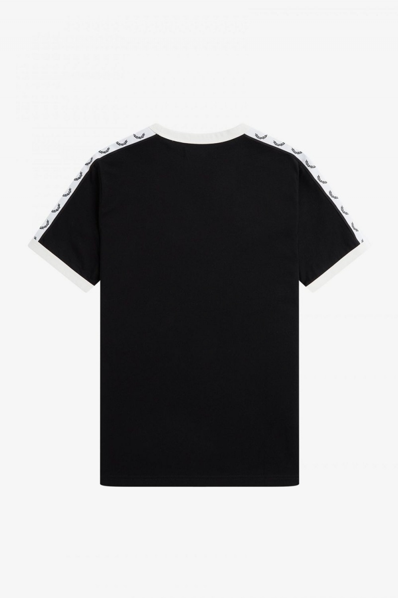 Fred Perry Taped Ringer Women's T-Shirt Black | OKQWA2786