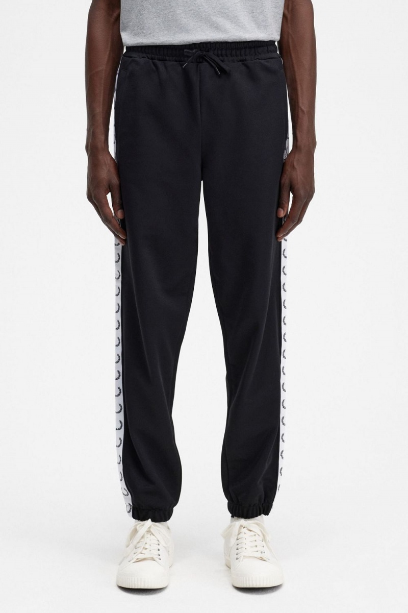 Fred Perry Taped Track Men's Pants Black | JWDCQ3790