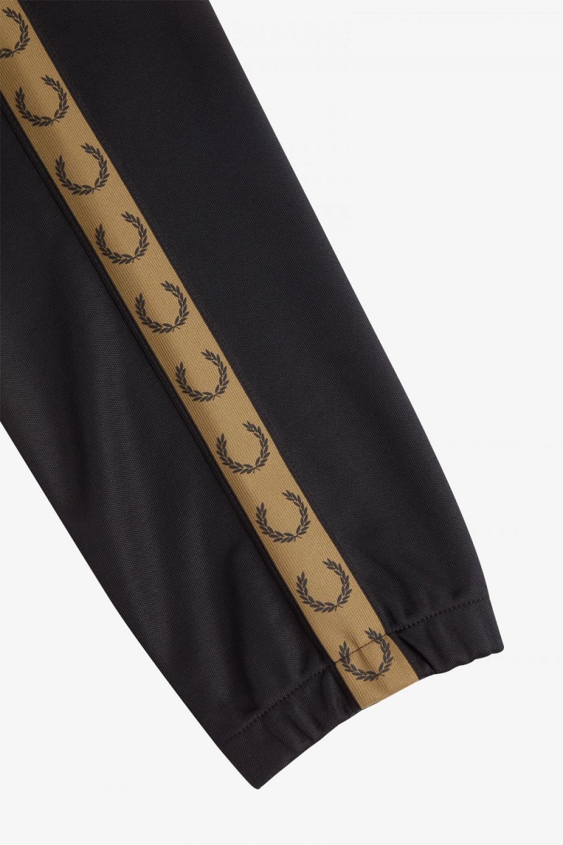 Fred Perry Taped Track Men's Pants Black Brown | OCHXE4701