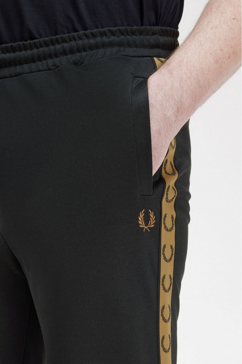 Fred Perry Taped Track Men's Pants Black Brown | OCHXE4701