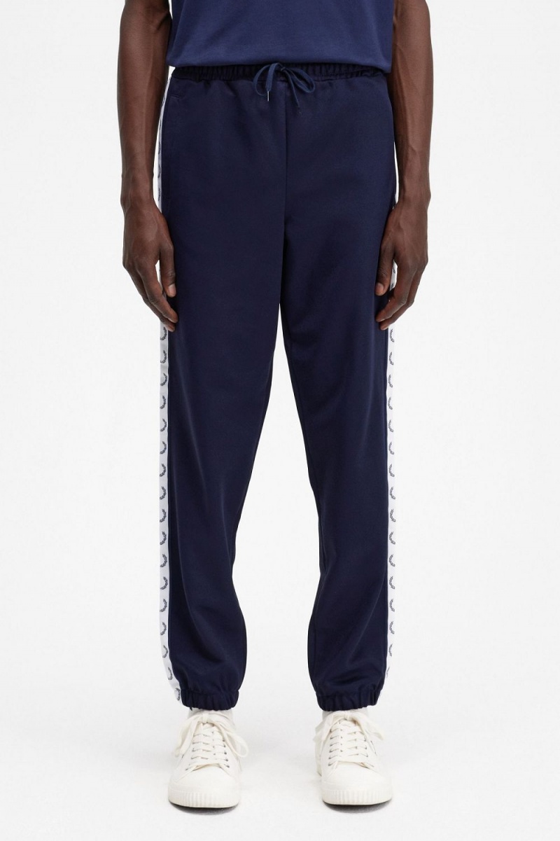 Fred Perry Taped Track Men's Pants Carbon Blue | CJBNS5036