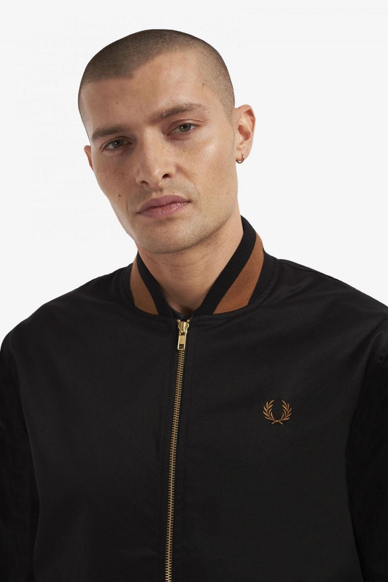 Fred Perry Tennis Bomber Men's Jackets Black | RXJUN9302