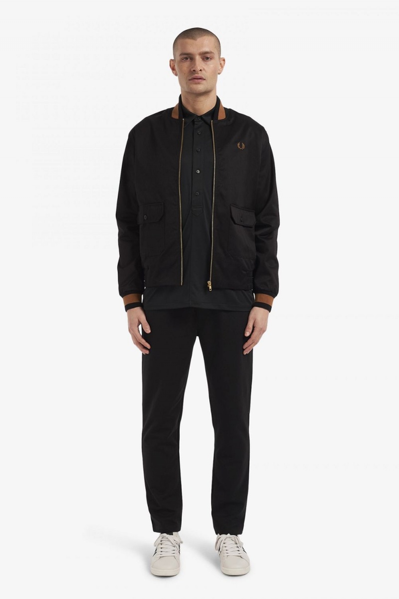 Fred Perry Tennis Bomber Men's Jackets Black | RXJUN9302