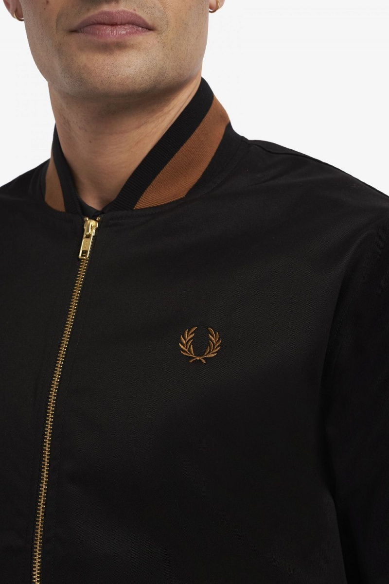 Fred Perry Tennis Bomber Men's Jackets Black | RXJUN9302