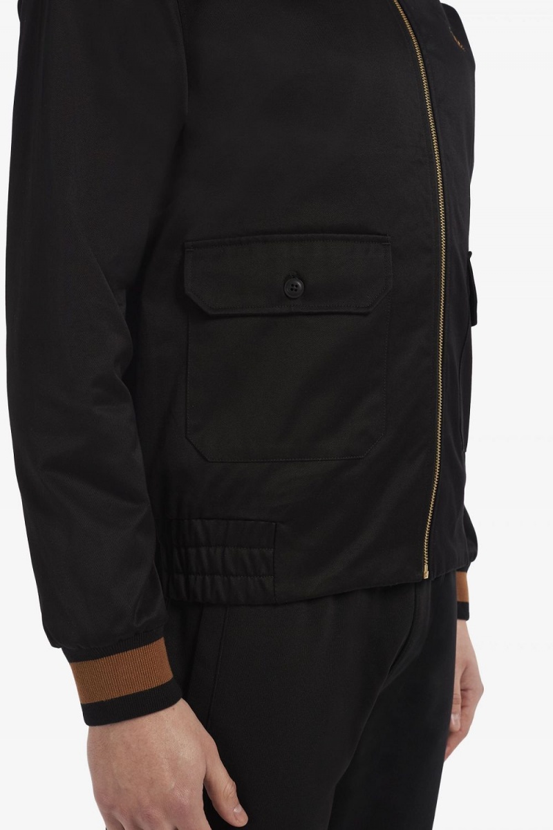 Fred Perry Tennis Bomber Men's Jackets Black | RXJUN9302