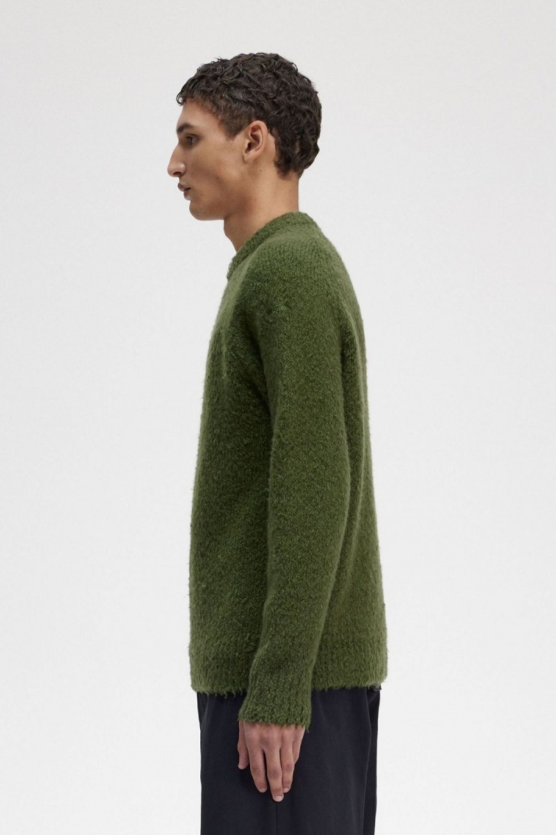 Fred Perry Textured Knitted Men's Jumper Chive Green | PYCZQ7492