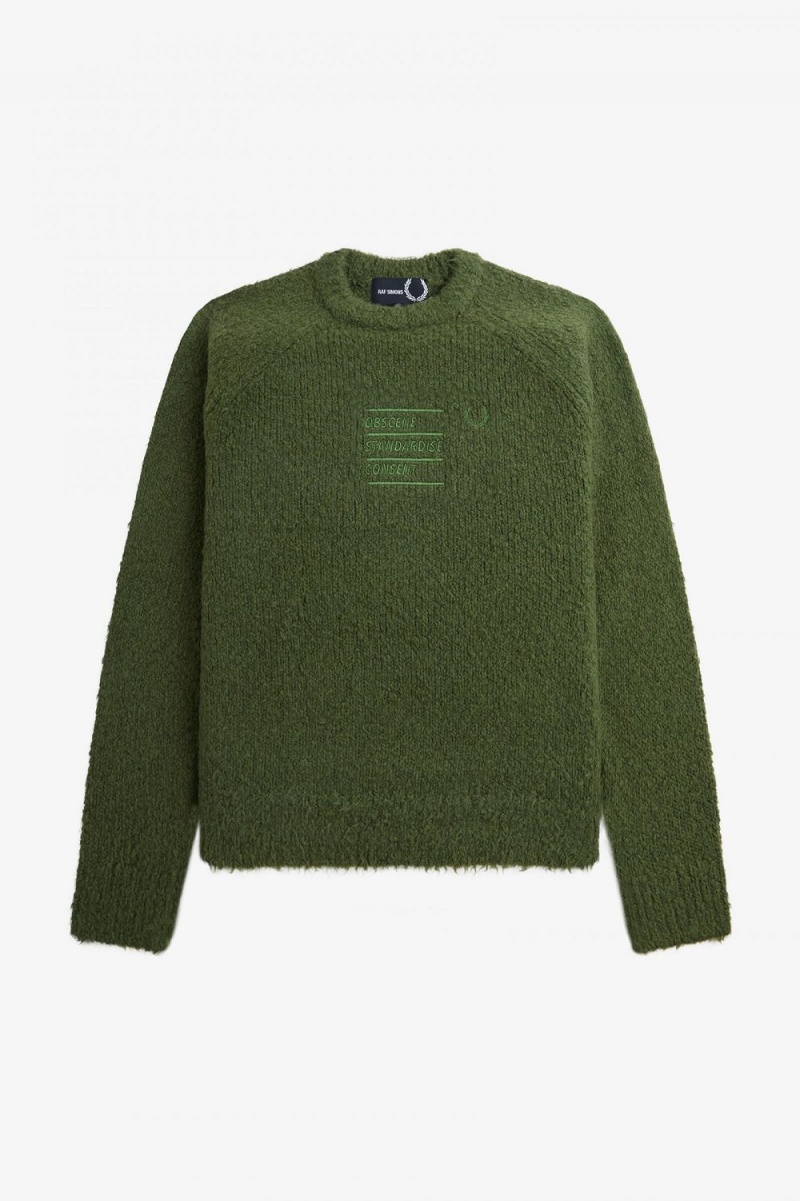 Fred Perry Textured Knitted Men's Jumper Chive Green | PYCZQ7492