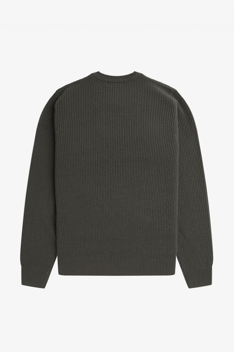 Fred Perry Textured Lambswool Men's Jumper Field Green | CENJW1796