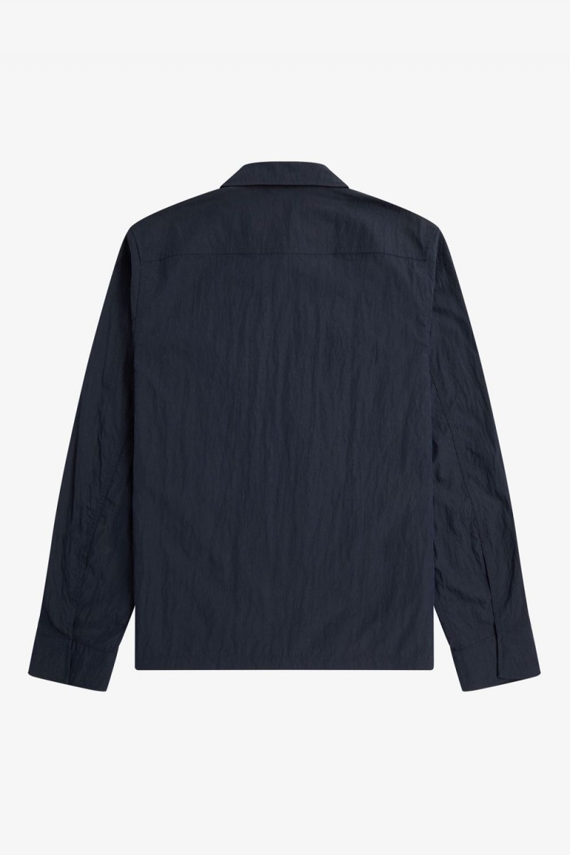 Fred Perry Textured Zip-Through Men's Shirt Navy | TYFMP8401