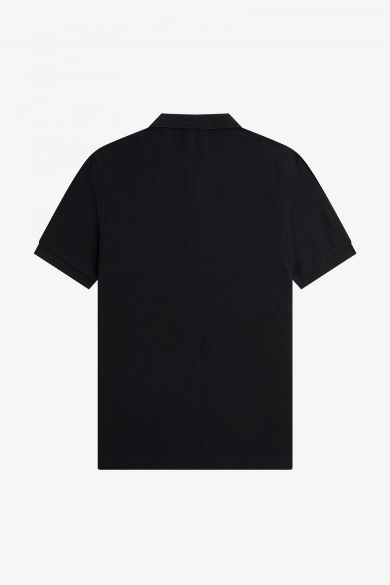 Fred Perry Textured Zip Neck Men's Polo Shirt Black | KTOBS8074