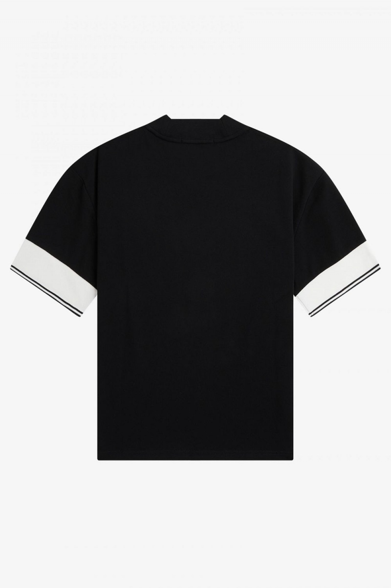 Fred Perry Tipped Cuff Piqué Women's T-Shirt Black | XCUPW4625