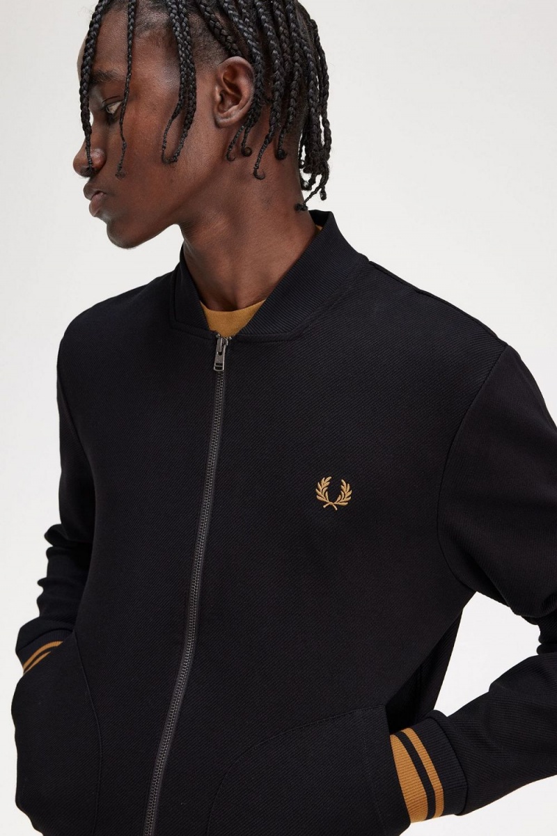 Fred Perry Tipped Detail Men's Track Jackets Black | NEFZJ5238