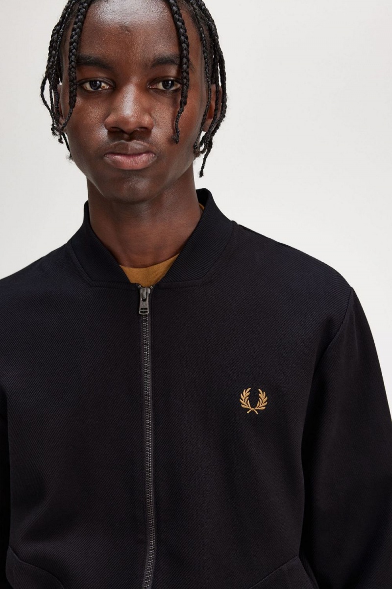 Fred Perry Tipped Detail Men's Track Jackets Black | NEFZJ5238