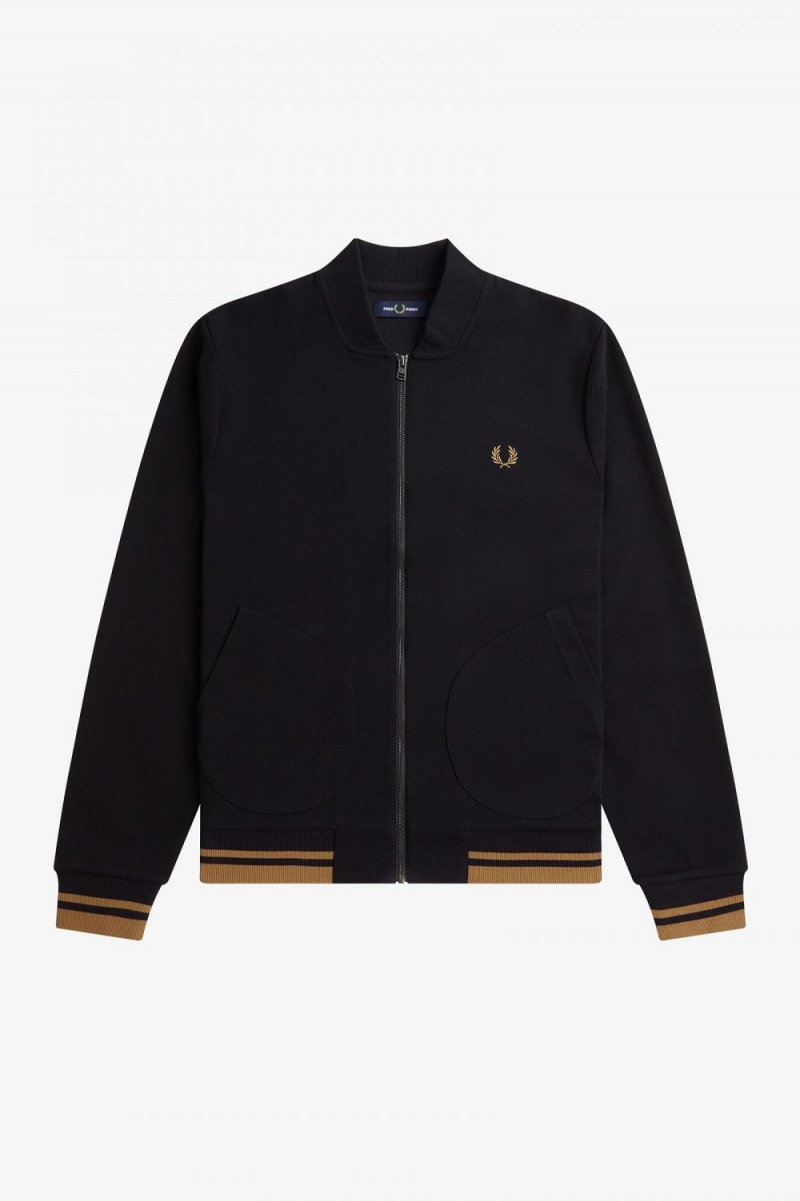 Fred Perry Tipped Detail Men's Track Jackets Black | NEFZJ5238