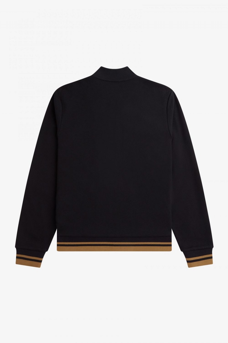 Fred Perry Tipped Detail Men's Track Jackets Black | NEFZJ5238