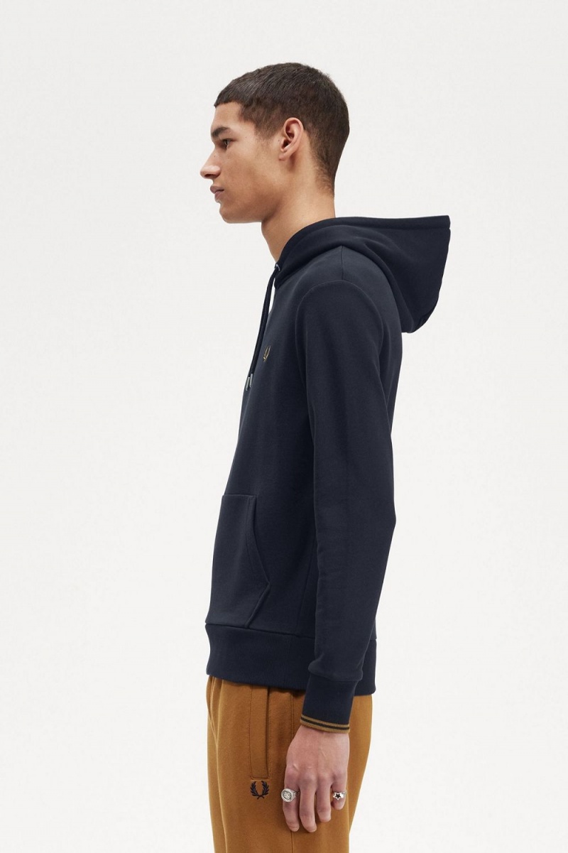 Fred Perry Tipped Hooded Men's Sweatshirts Navy Dark Coffee | PXFQA3056