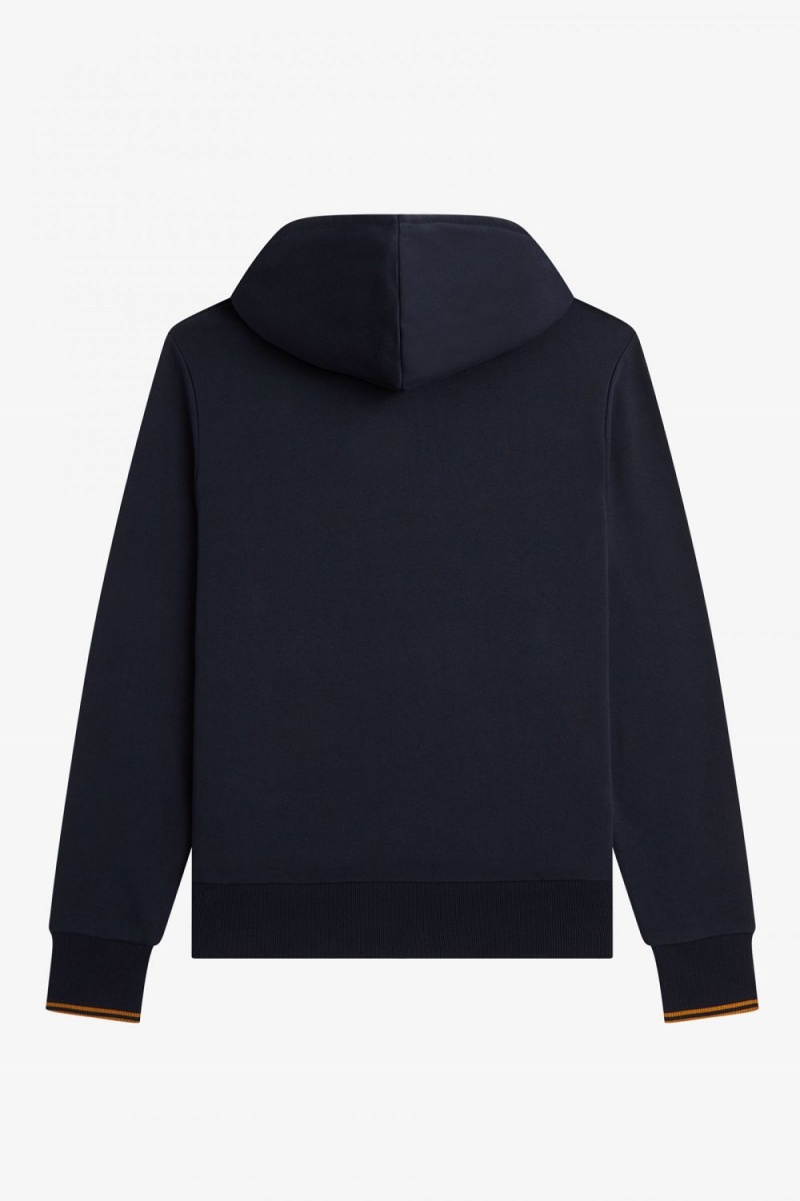 Fred Perry Tipped Hooded Men's Sweatshirts Navy Dark Coffee | PXFQA3056