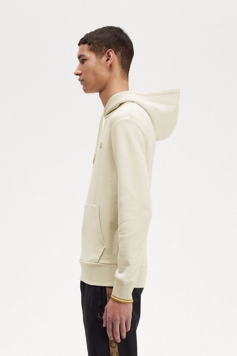 Fred Perry Tipped Hooded Men's Sweatshirts Oatmeal | ISZAQ0972