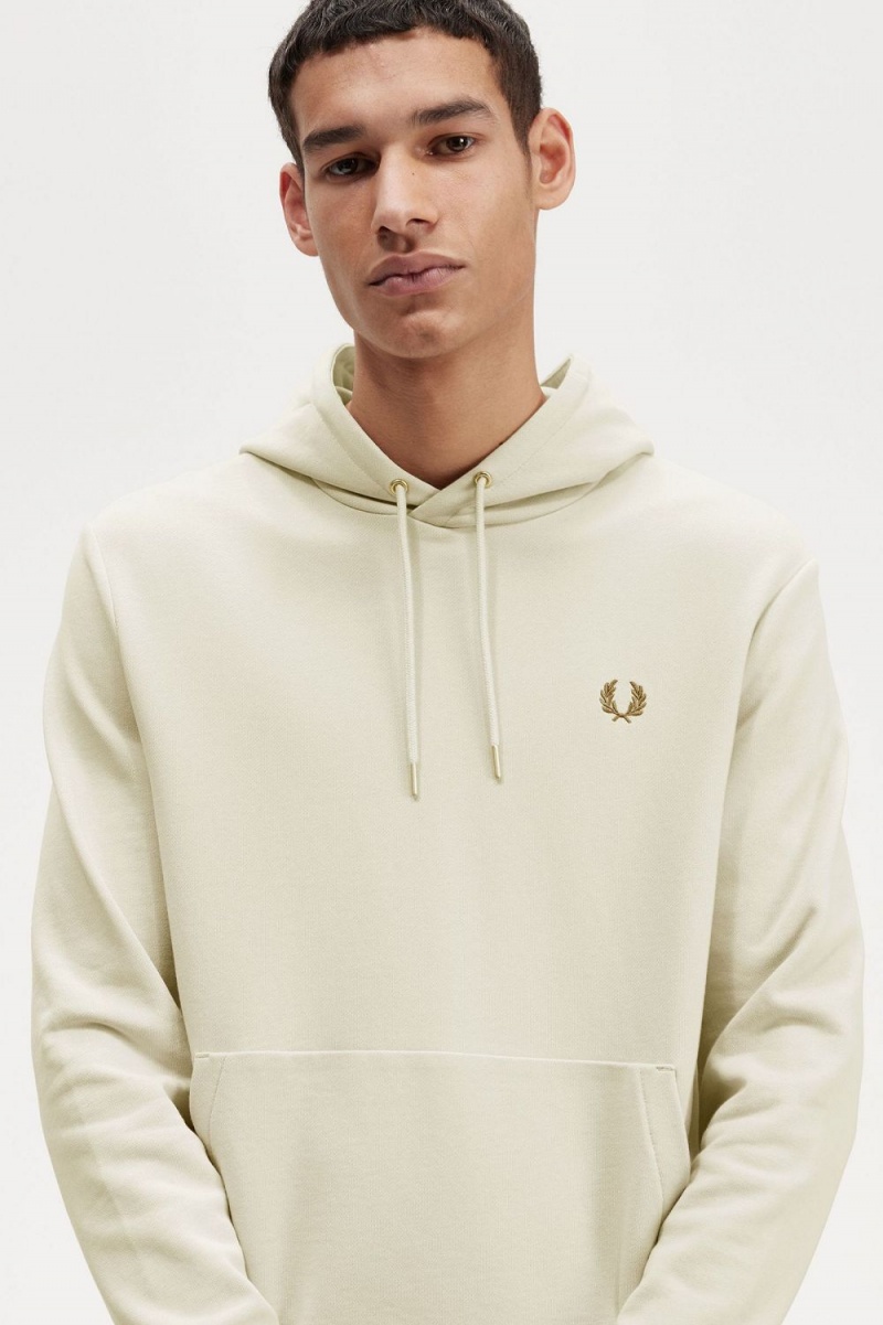 Fred Perry Tipped Hooded Men's Sweatshirts Oatmeal | ISZAQ0972