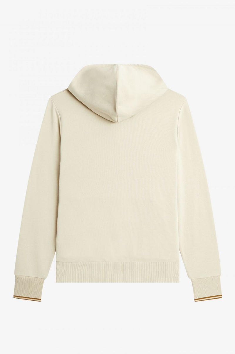 Fred Perry Tipped Hooded Men's Sweatshirts Oatmeal | ISZAQ0972