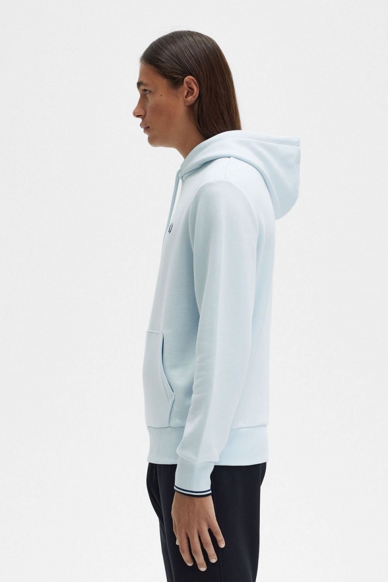 Fred Perry Tipped Hooded Men's Sweatshirts Light Aqua | SXKBP4163