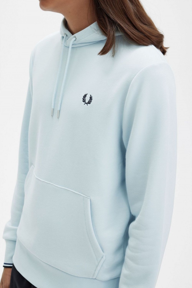 Fred Perry Tipped Hooded Men's Sweatshirts Light Aqua | SXKBP4163