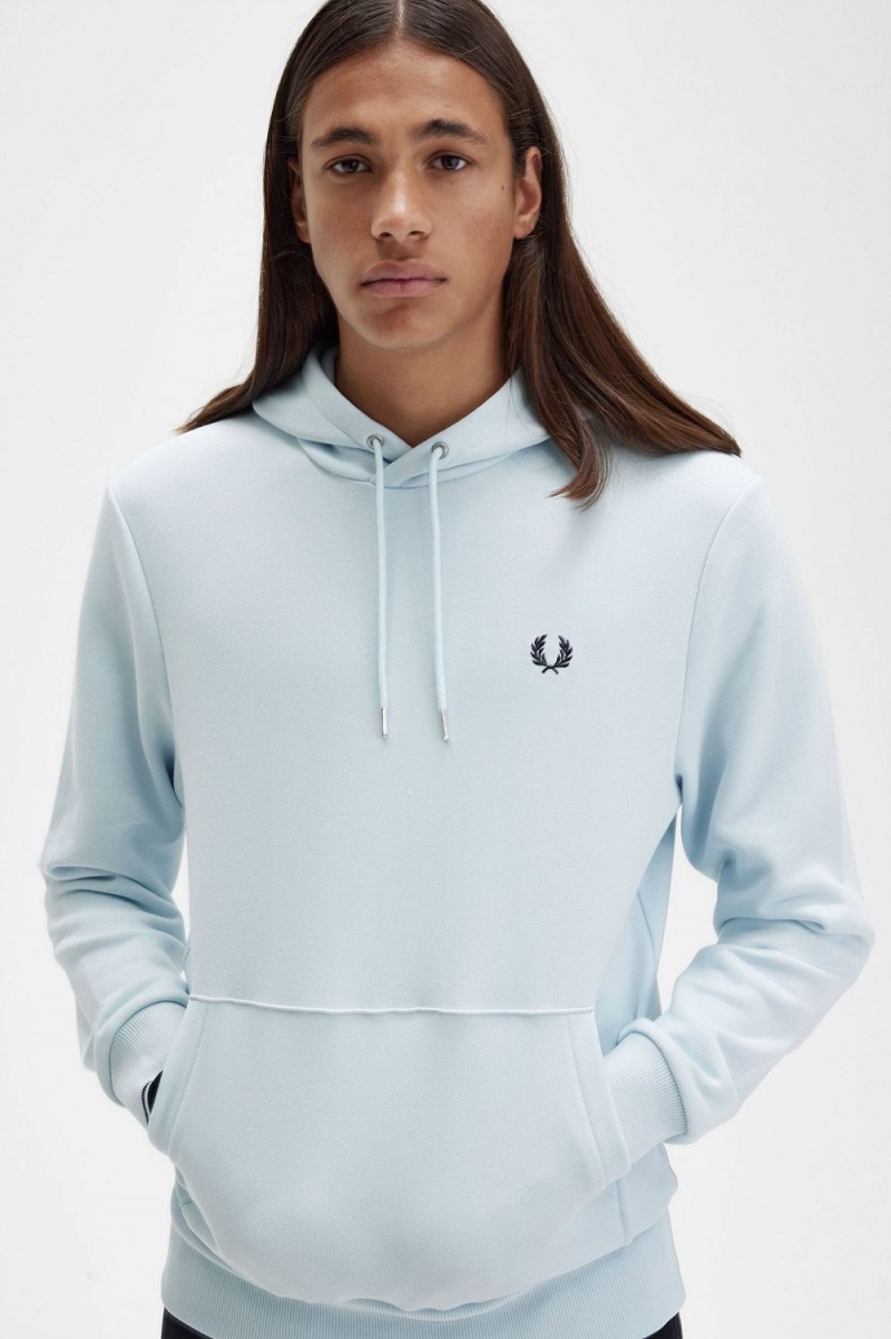 Fred Perry Tipped Hooded Men's Sweatshirts Light Aqua | SXKBP4163