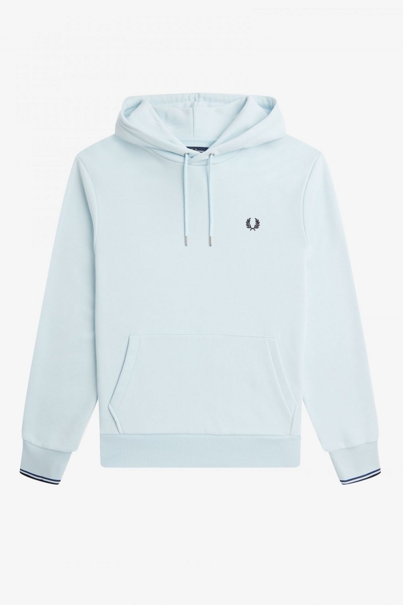 Fred Perry Tipped Hooded Men's Sweatshirts Light Aqua | SXKBP4163