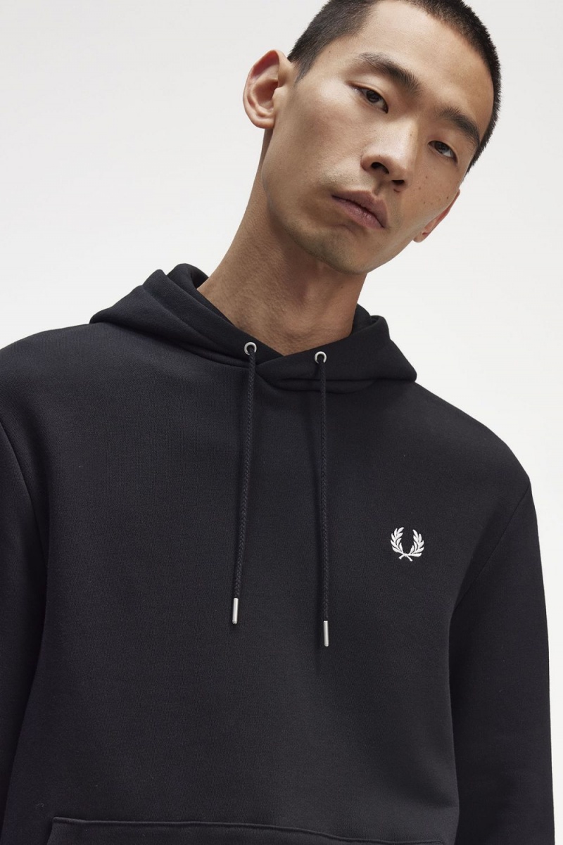 Fred Perry Tipped Hooded Men's Sweatshirts Black | FUMTV7905