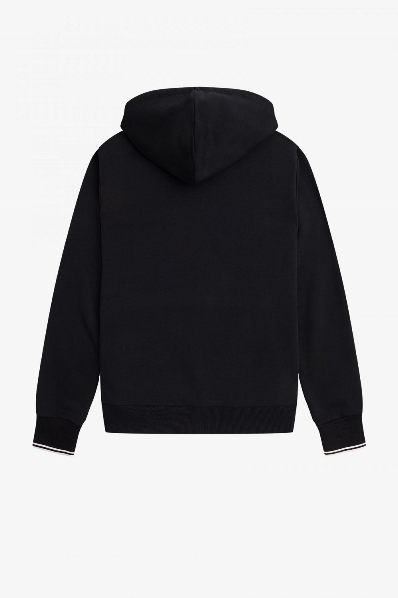 Fred Perry Tipped Hooded Men's Sweatshirts Black | FUMTV7905