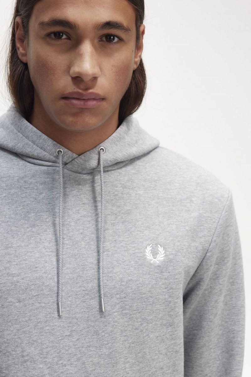 Fred Perry Tipped Hooded Men's Sweatshirts Grey | WZQJG6134