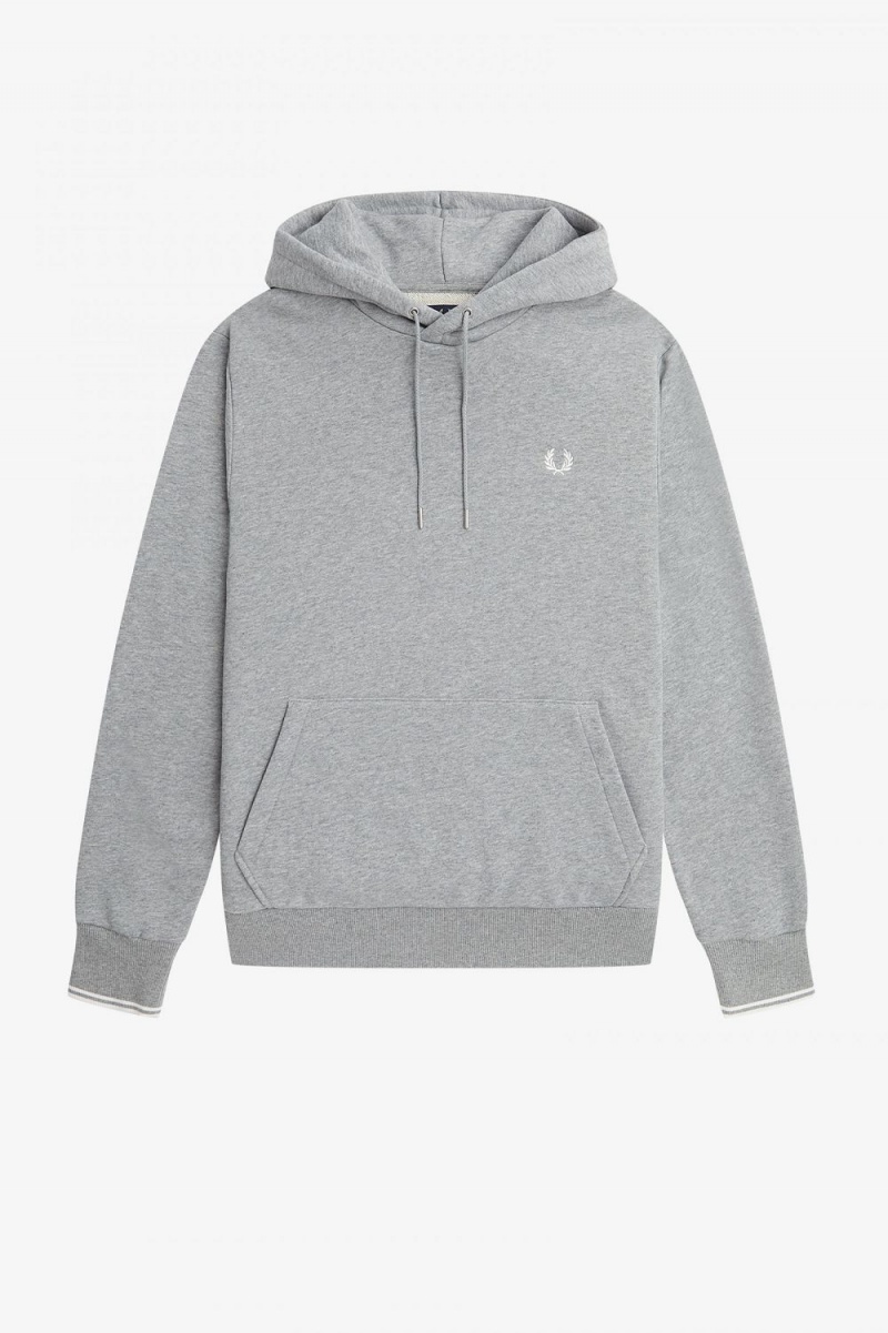 Fred Perry Tipped Hooded Men's Sweatshirts Grey | WZQJG6134