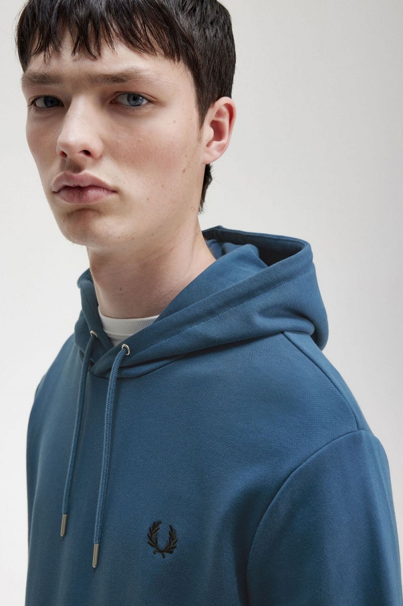 Fred Perry Tipped Hooded Men's Sweatshirts Midnight Blue | ETNIL5280