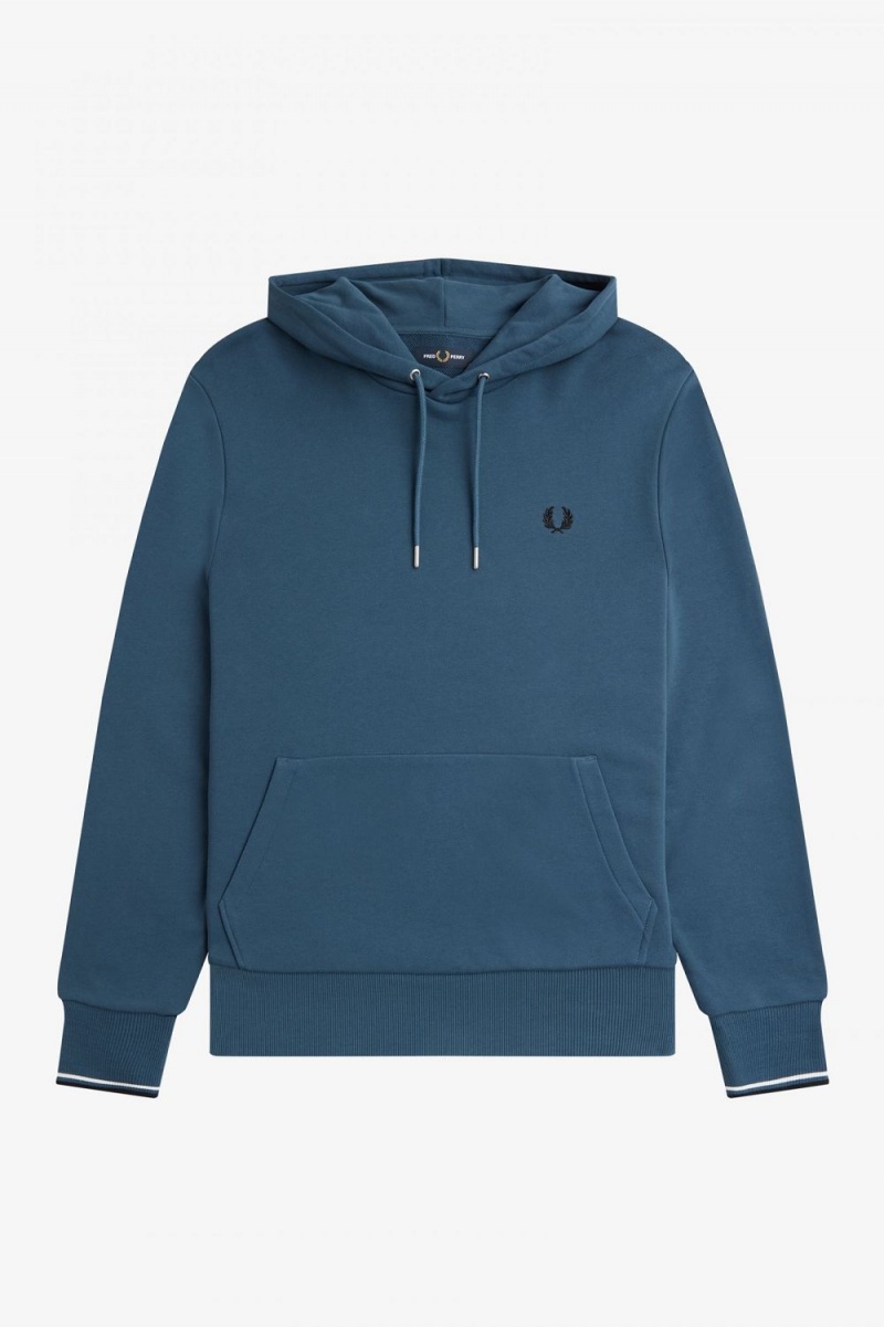 Fred Perry Tipped Hooded Men's Sweatshirts Midnight Blue | ETNIL5280