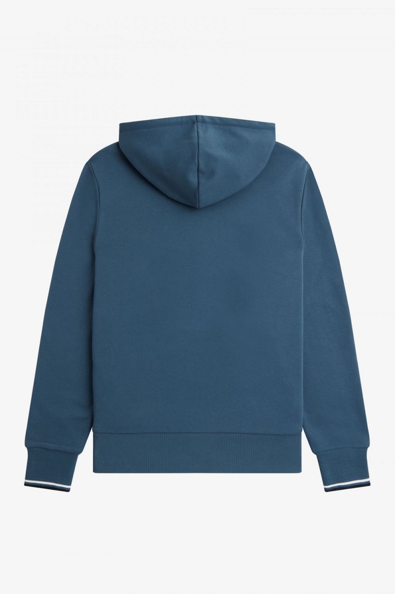 Fred Perry Tipped Hooded Men's Sweatshirts Midnight Blue | ETNIL5280