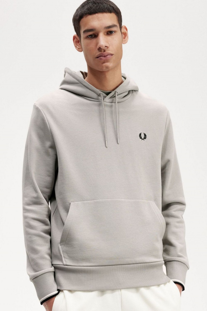 Fred Perry Tipped Hooded Men's Sweatshirts Grey | SDYNO8724