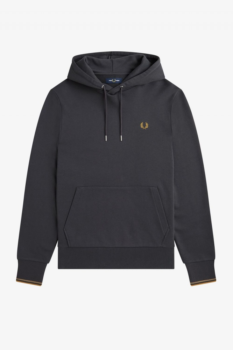 Fred Perry Tipped Hooded Men's Sweatshirts Anchor Grey Dark Coffee | REAKF1563