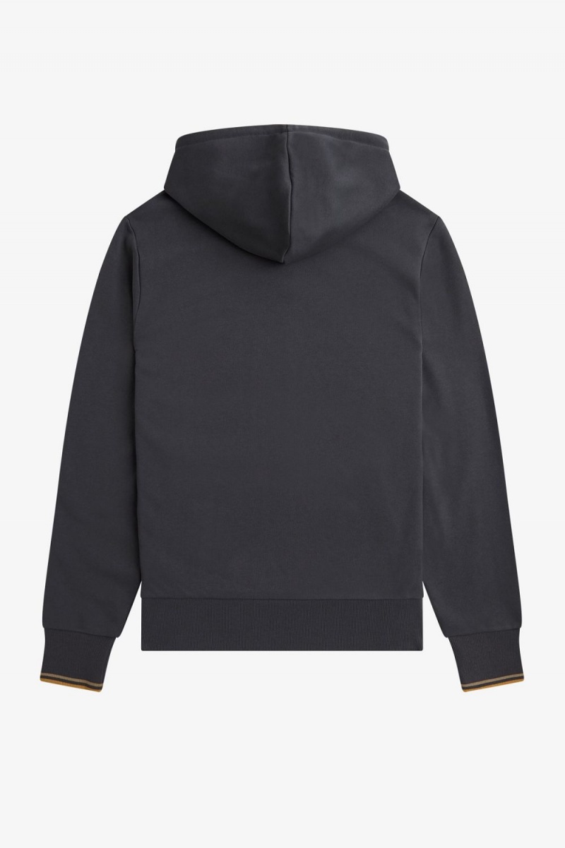 Fred Perry Tipped Hooded Men's Sweatshirts Anchor Grey Dark Coffee | REAKF1563