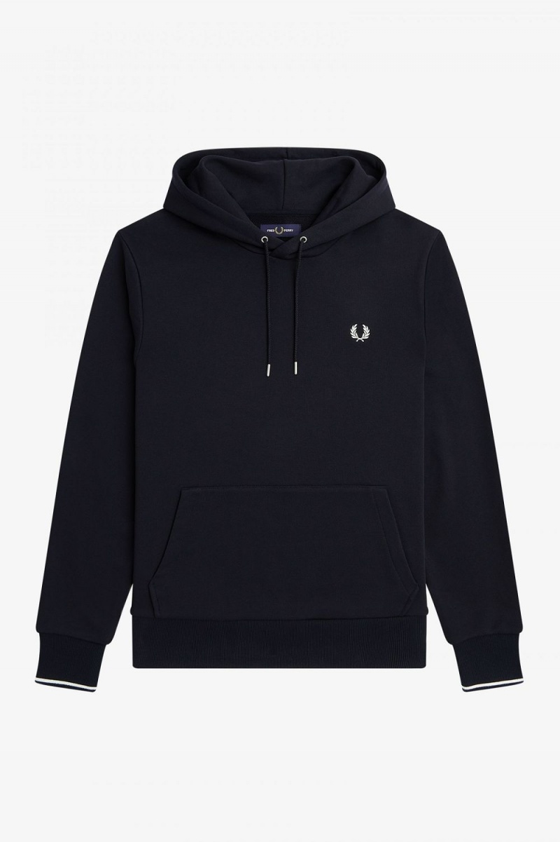 Fred Perry Tipped Hooded Men's Sweatshirts Navy | YOSRQ3201