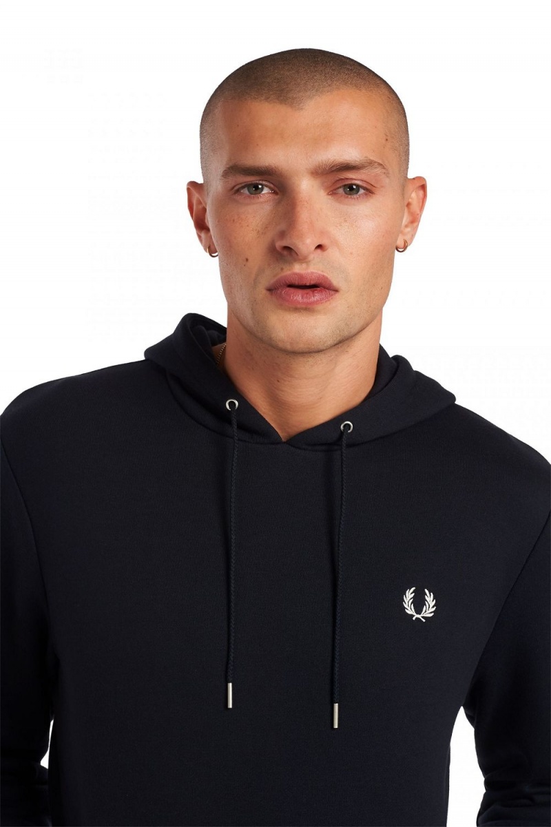 Fred Perry Tipped Hooded Men's Sweatshirts Navy | YOSRQ3201