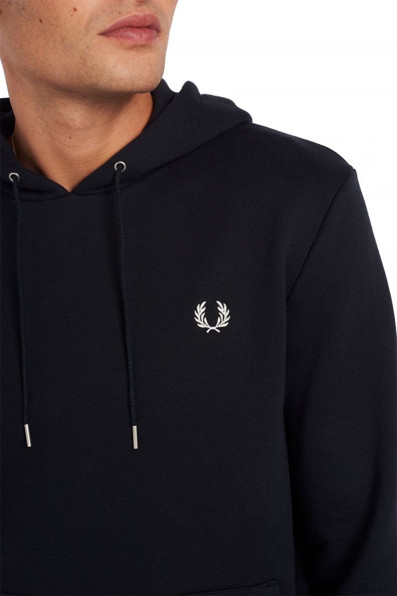 Fred Perry Tipped Hooded Men's Sweatshirts Navy | YOSRQ3201