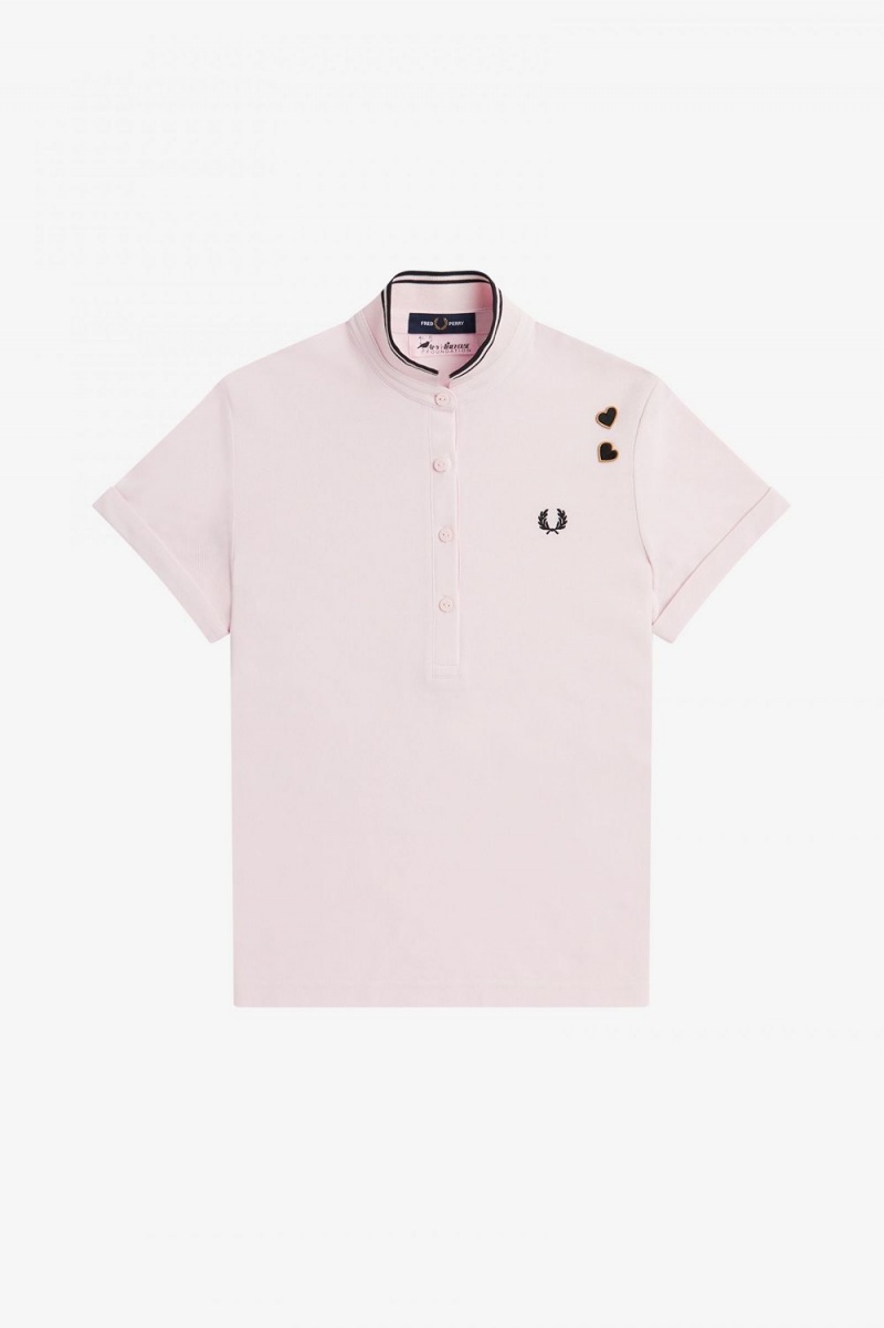 Fred Perry Tipped Piqué Women's Polo Shirt Milky Pink | SPOIU3902