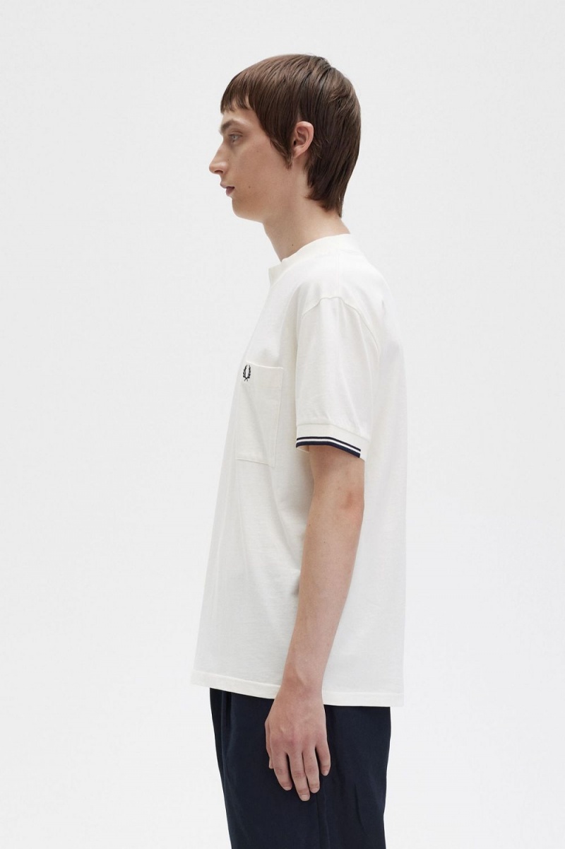 Fred Perry Tipped Sleeve Men's T-Shirt Beige | IOTWD3475