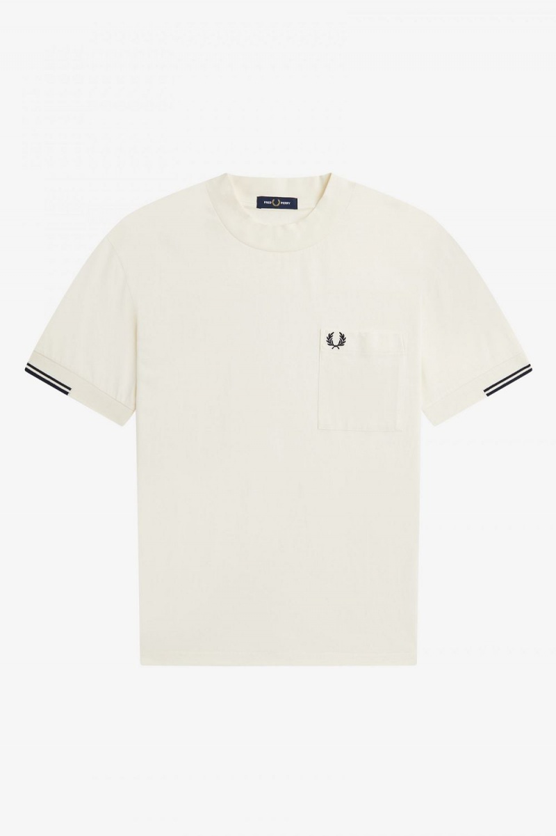 Fred Perry Tipped Sleeve Men's T-Shirt Beige | IOTWD3475