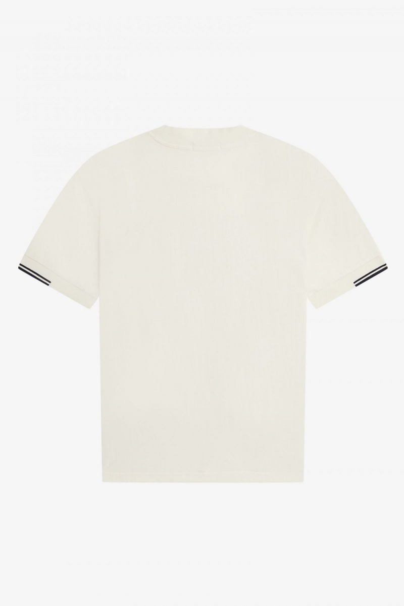 Fred Perry Tipped Sleeve Men's T-Shirt Beige | IOTWD3475