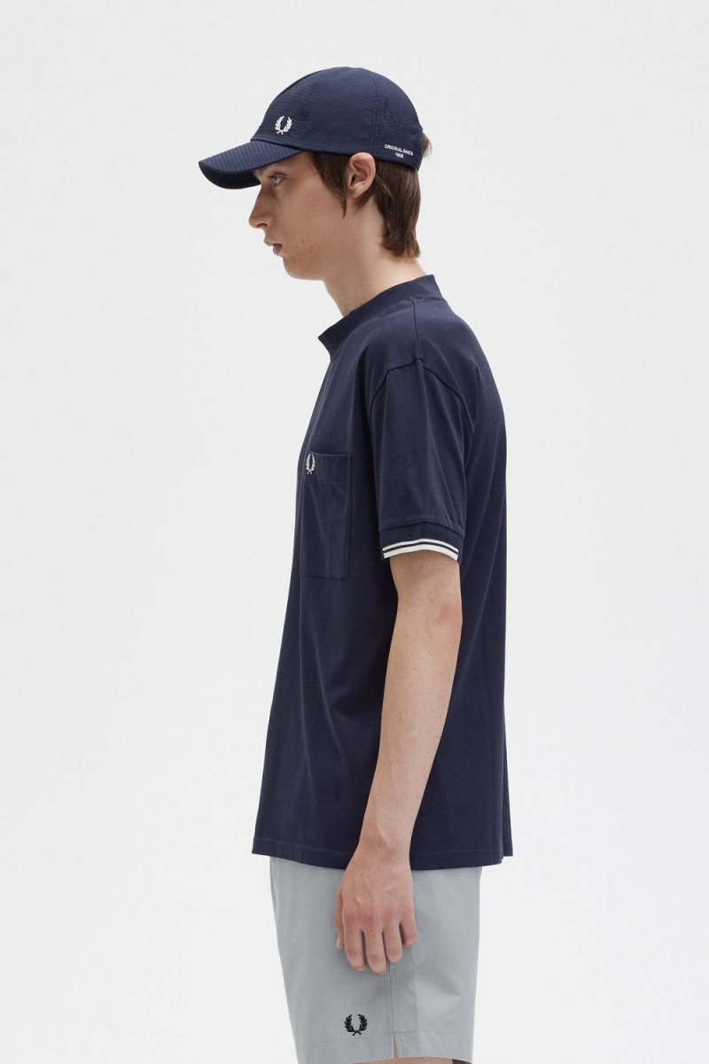 Fred Perry Tipped Sleeve Men's T-Shirt Navy | LYERP5678